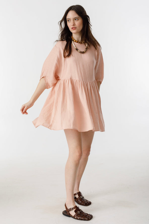 Alcala Dress Linen - Soft Pink