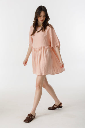 Alcala Dress Linen - Soft Pink