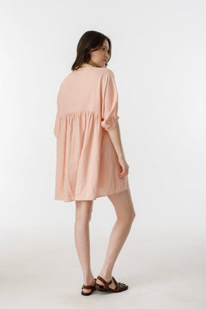 Alcala Dress Linen - Soft Pink