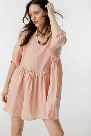 Alcala Dress Linen - Soft Pink