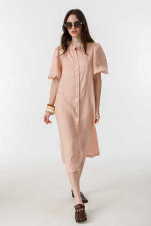 Bubble Linen Dress - Soft Pink