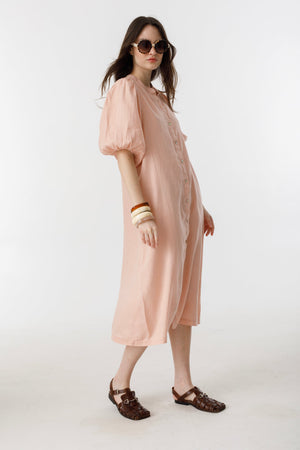 Bubble Linen Dress - Soft Pink