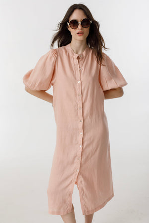 Bubble Linen Dress - Soft Pink
