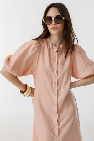 Bubble Linen Dress - Soft Pink