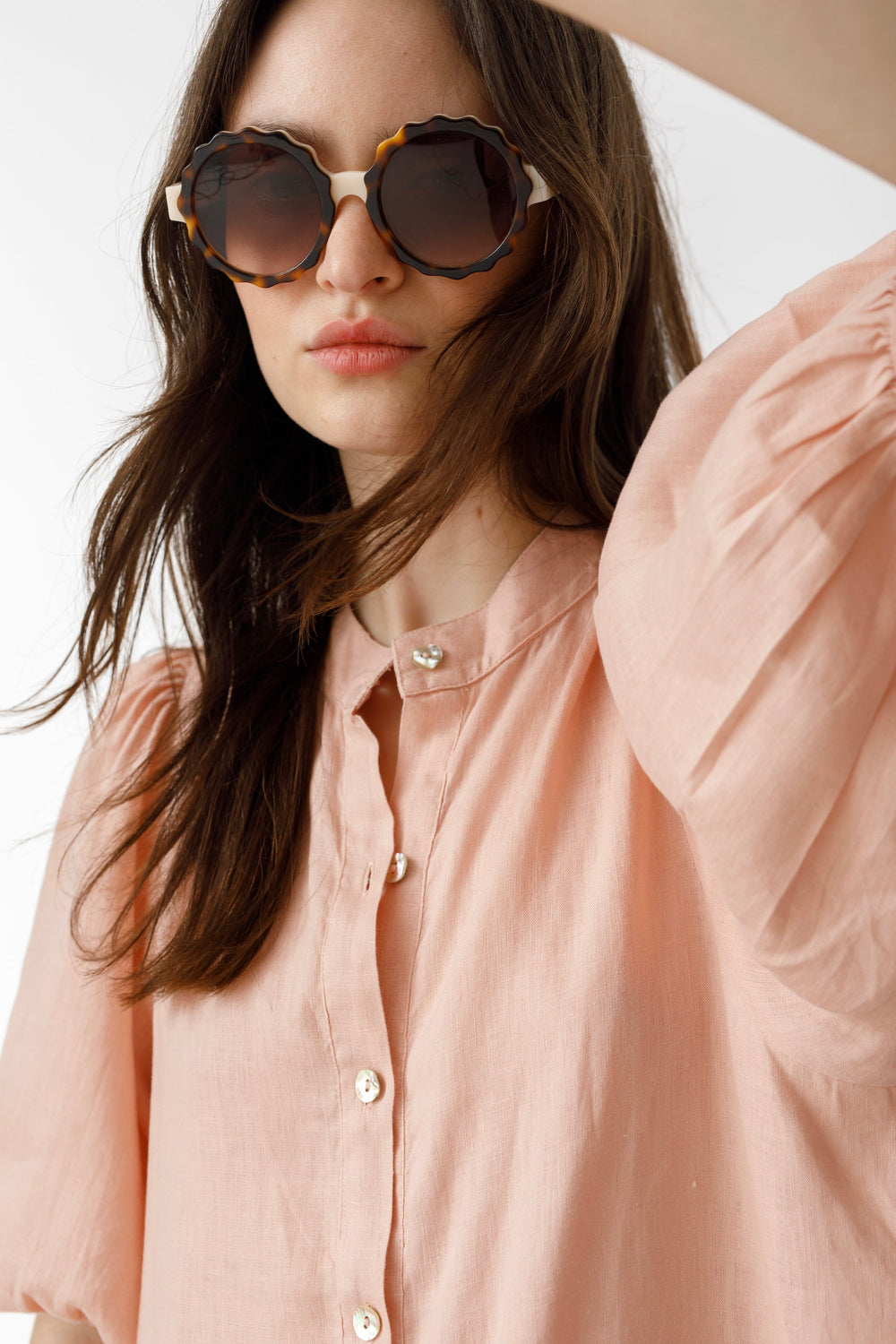 Bubble Linen Dress - Soft Pink