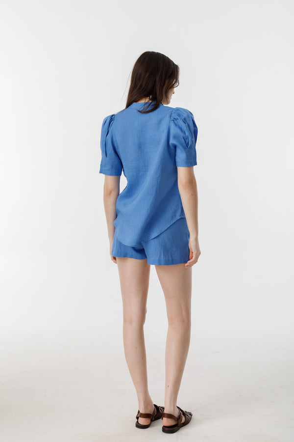 Athina Linen Shirt - Lanh Blue