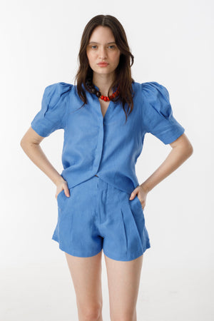 Athina Linen Shirt - Lanh Blue