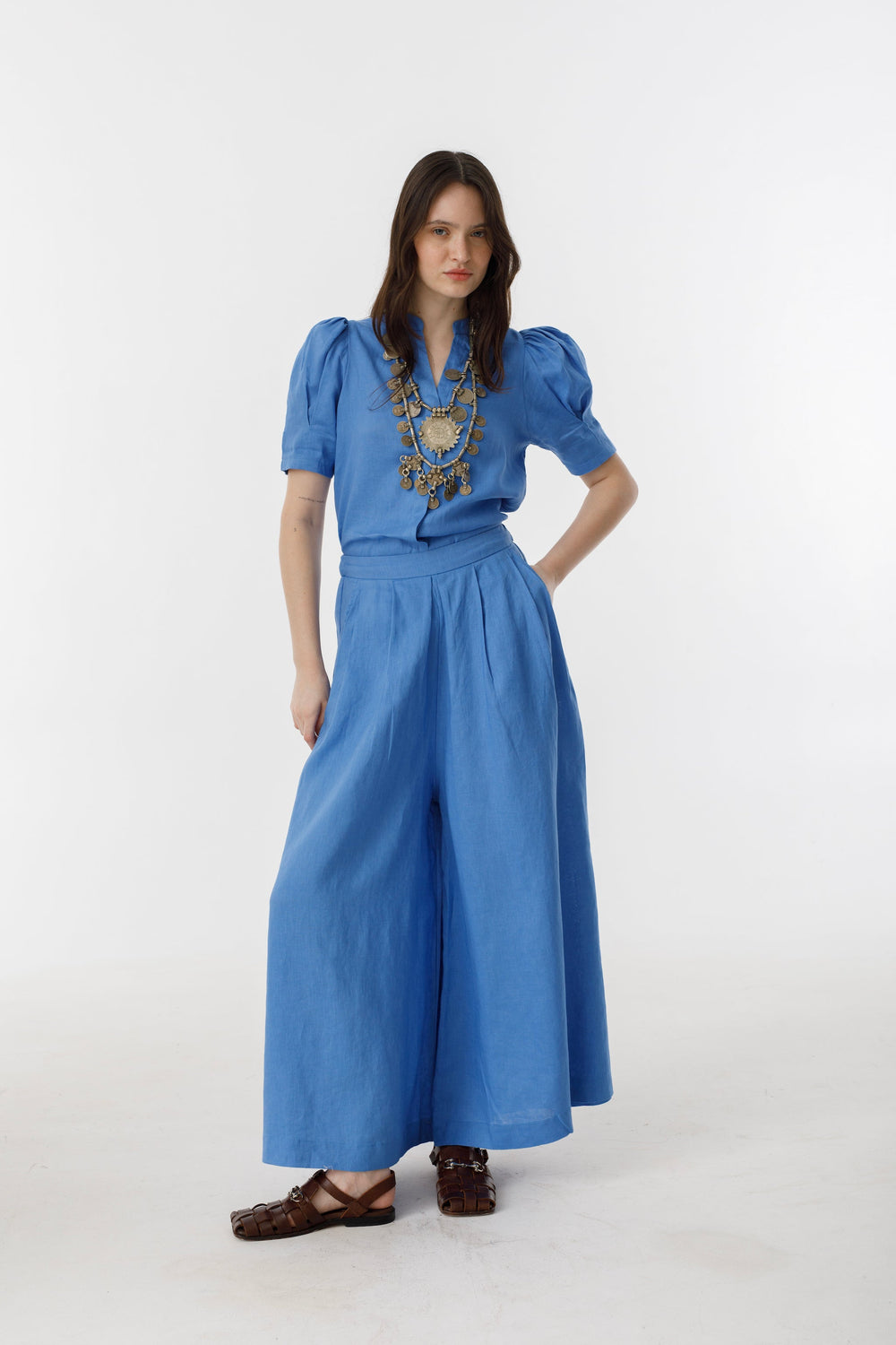 Sabi Linen Pants - Lanh Blue