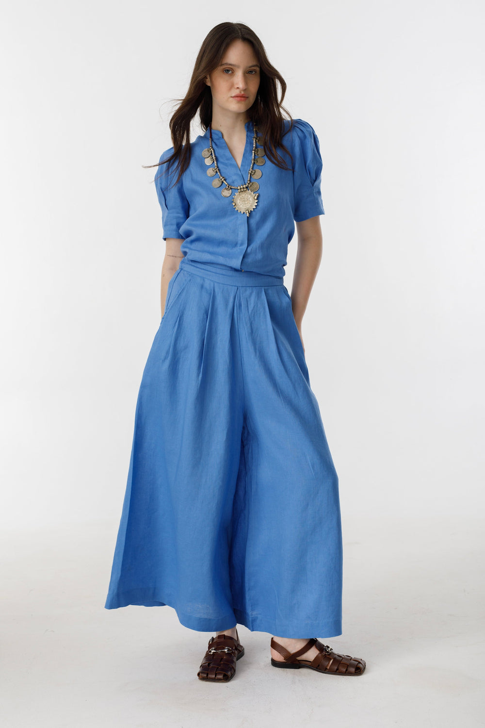 Sabi Linen Pants - Lanh Blue