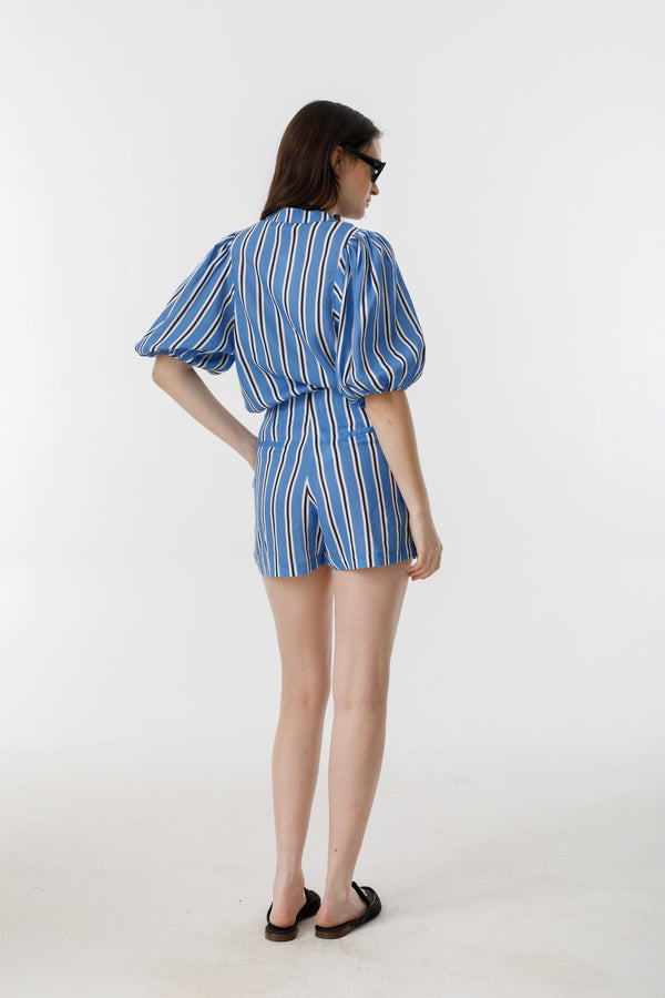 Bubble Linen Shirt - Blue Ivy Stripes