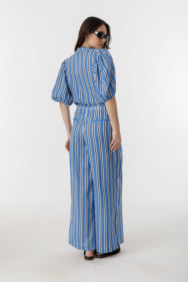 Culotte Linen Pants - Blue Ivy Stripes
