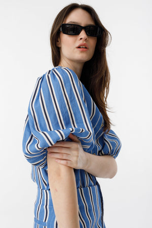 Bubble Linen Shirt - Blue Ivy Stripes