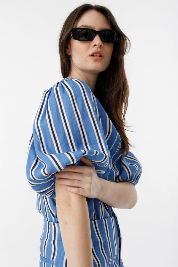Bubble Linen Shirt - Blue Ivy Stripes