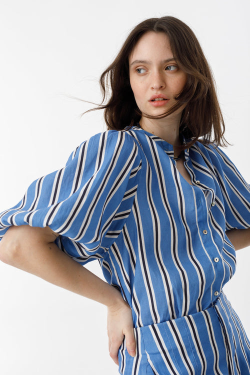 Bubble Linen Shirt - Blue Ivy Stripes