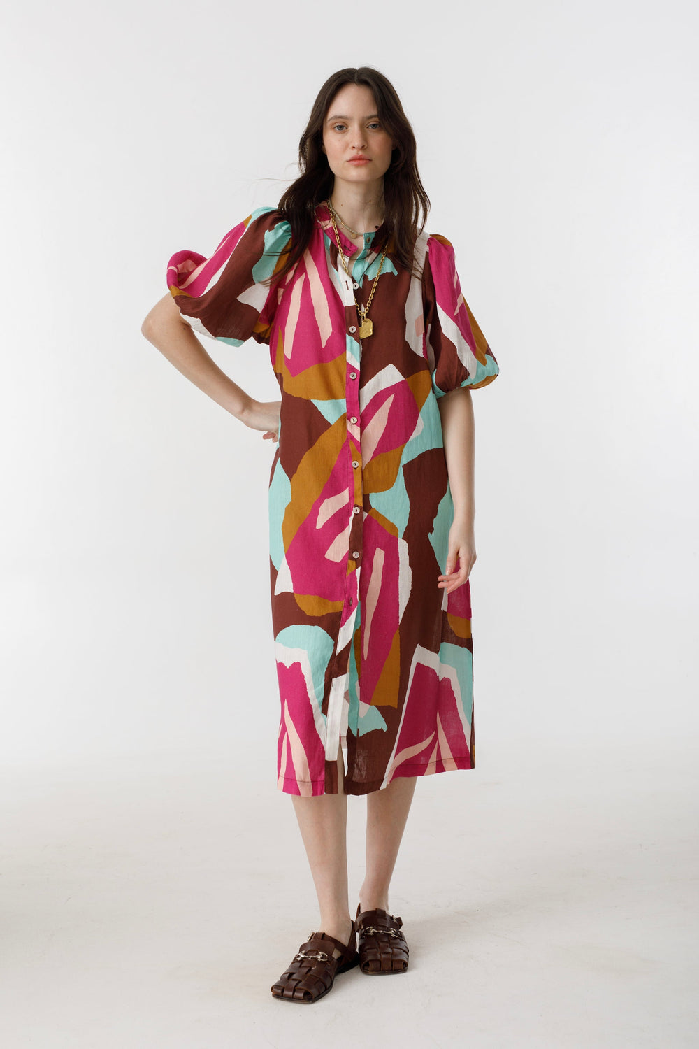 Bubble Linen Dress - Candela Print