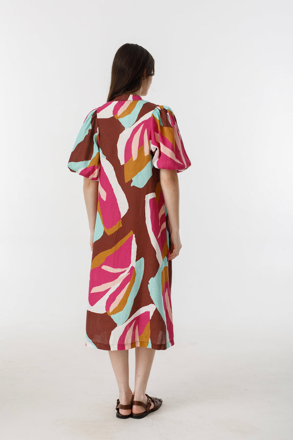 Bubble Linen Dress - Candela Print
