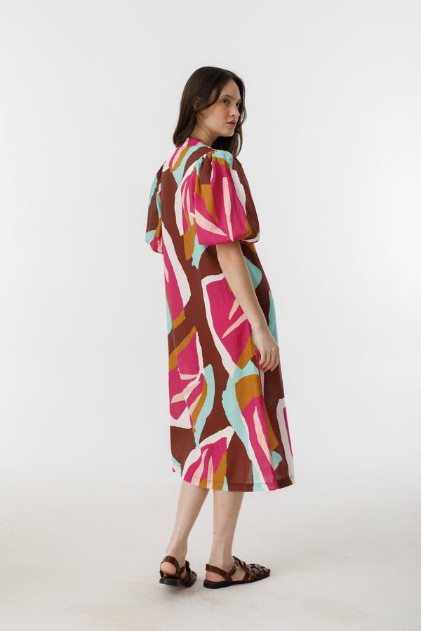 Bubble Linen Dress - Candela Print