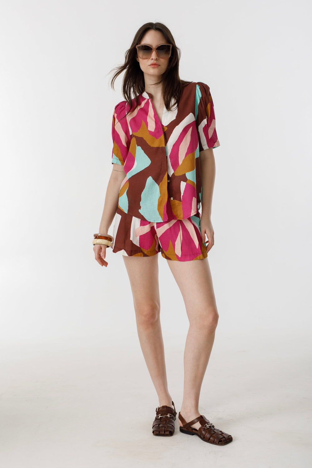 Frida Linen Shorts - Candela Print