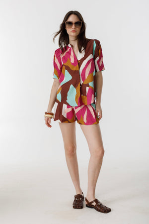 Frida Linen Shorts - Candela Print