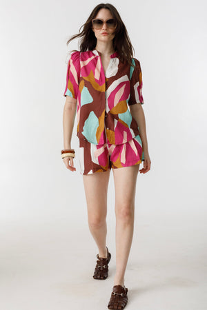 Athina Linen Shirt - Candela Print
