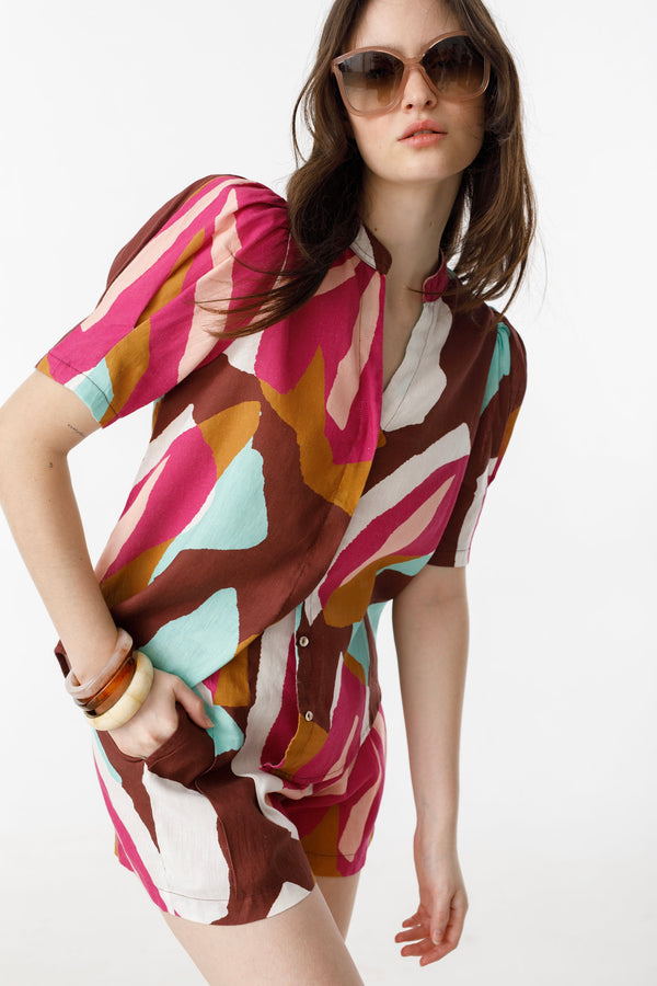 Frida Linen Shorts - Candela Print