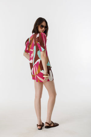 Frida Linen Shorts - Candela Print