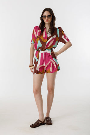 Frida Linen Shorts - Candela Print