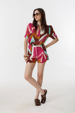 Frida Linen Shorts - Candela Print