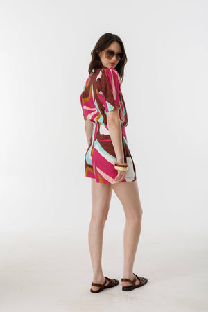 Frida Linen Shorts - Candela Print