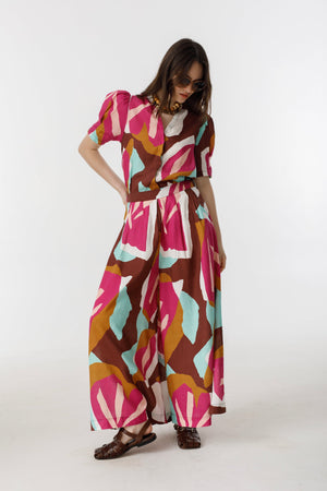 Athina Linen Shirt - Candela Print