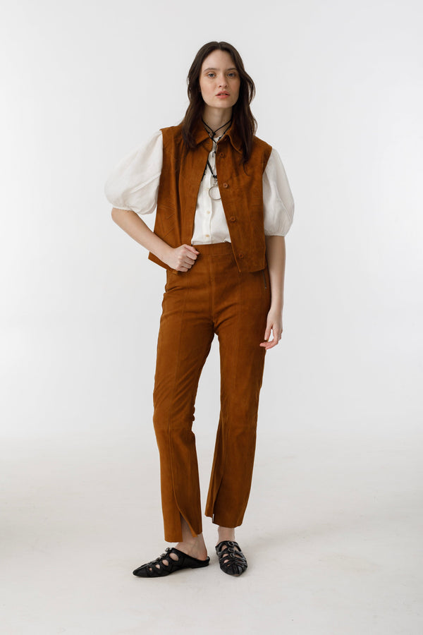 Tori Suede Pants - Tan