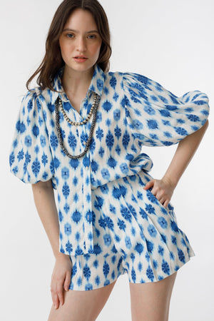 Frida Linen Shorts - Hamptons Print