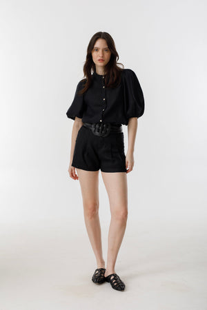 Frida Linen Shorts - Black