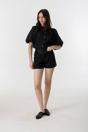 Frida Linen Shorts - Black