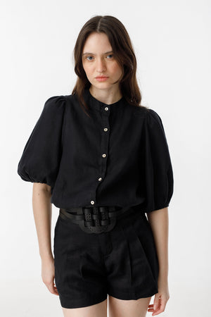Bubble Linen Shirt - Black