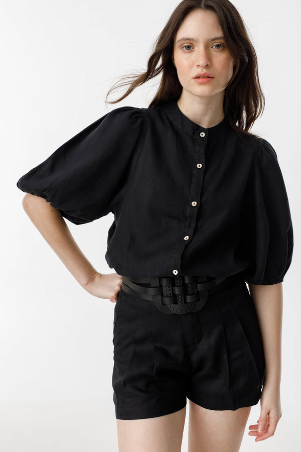 Bubble Linen Shirt - Black