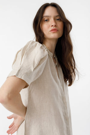 Athina Midi Linen Dress - Natural