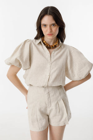 Frida Linen Shorts - Natural