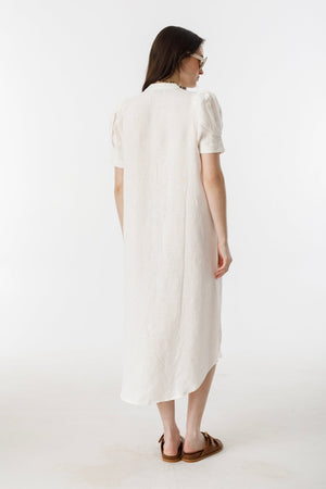 Athina Midi Linen Dress - Off White