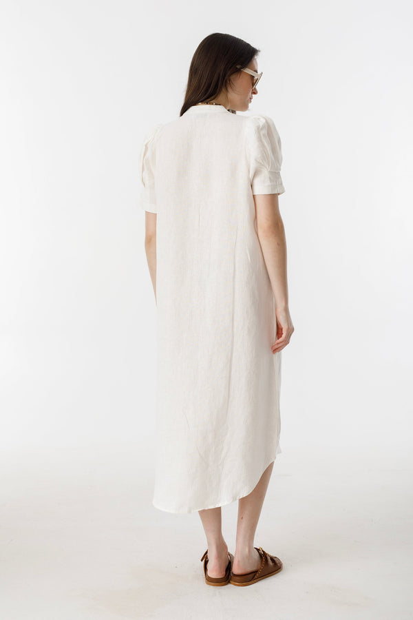 Athina Midi Linen Dress - Off White