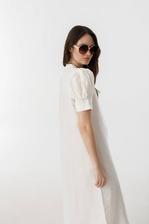 Athina Midi Linen Dress - Off White