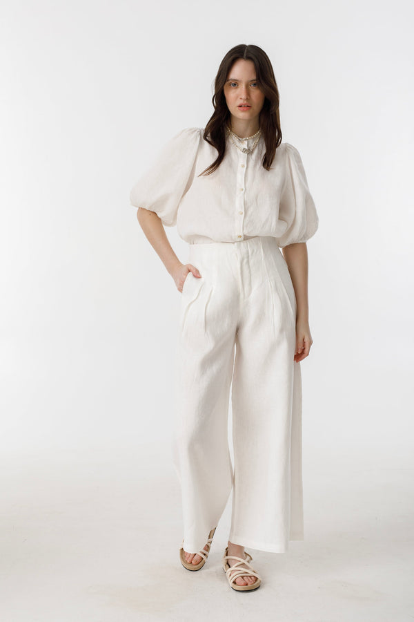 Culotte Linen Pants - Off White