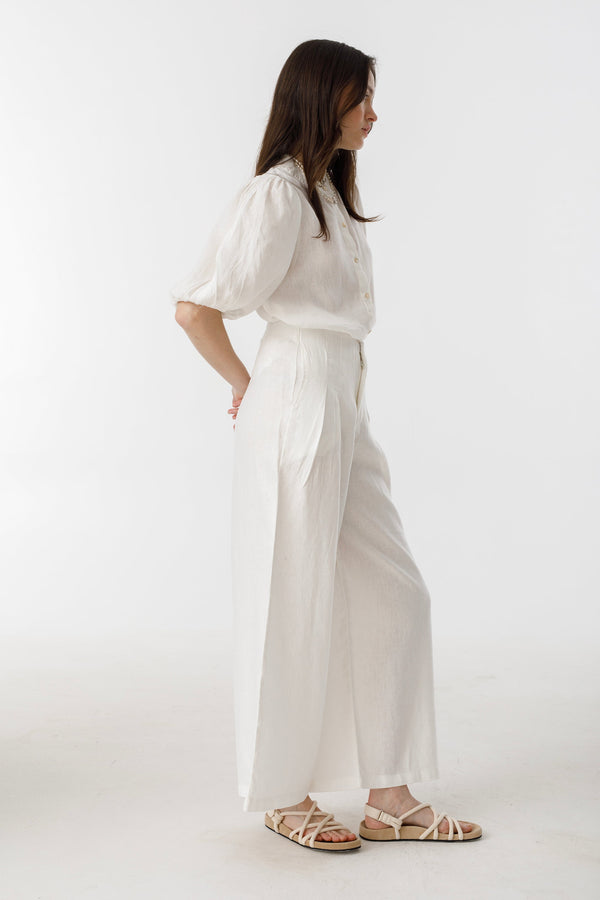 Culotte Linen Pants - Off White
