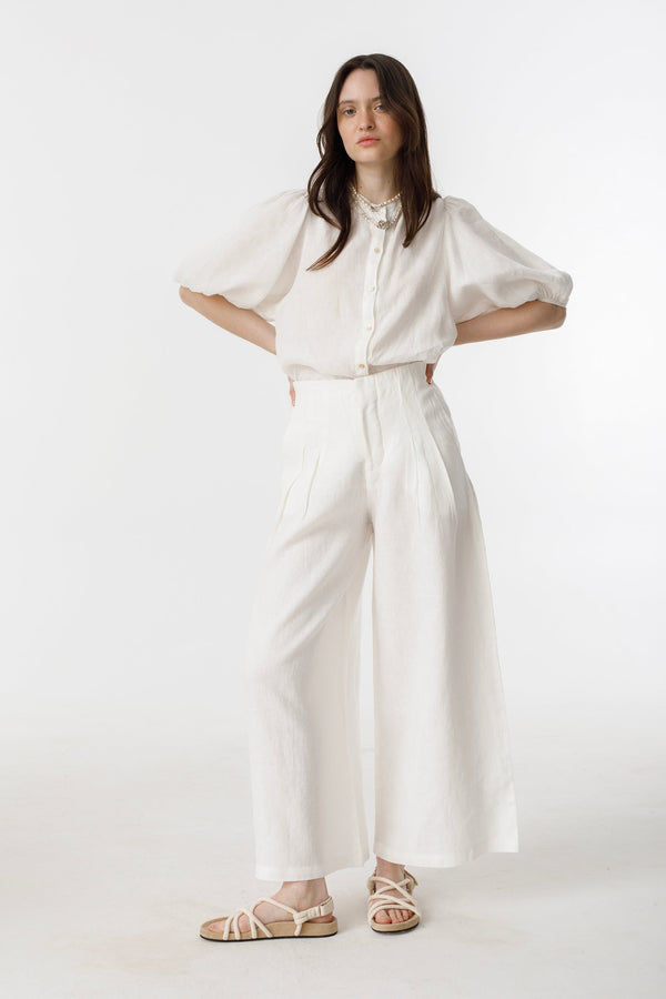 Culotte Linen Pants - Off White