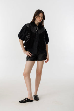 Inca Leather Top - Black