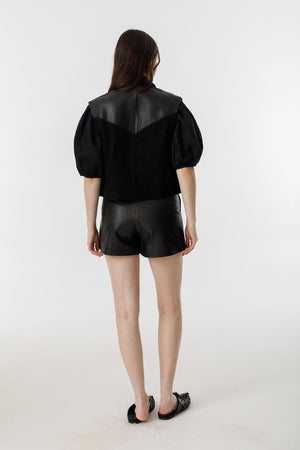 Inca Leather Top - Black