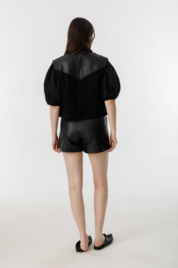 Inca Leather Top - Black