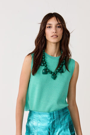 Glitter Knitted Top - Turquoise