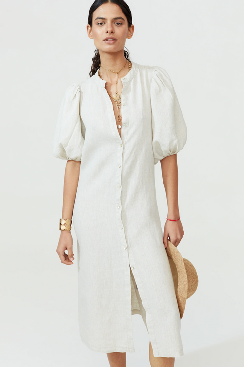 Bubble Linen Dress - Natural