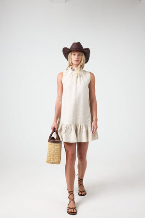 Daisy Short Linen Dress - Natural